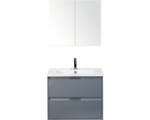 Hornbach Badmöbel-Set Sanox Porto Keramik 170x71x51 cm Keramikwaschbecken eisgrün mit Spiegelschrank