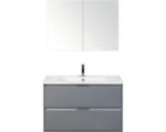 Hornbach Badmöbel-Set Sanox Porto Keramik 170x91x51 cm Keramikwaschbecken eisgrün mit Spiegelschrank