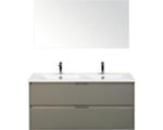 Hornbach Badmöbel-Set Sanox Porto Keramik 170x121x51 cm Doppel-Keramikwaschbecken 2 Schubladen cubanit grey mit Spiegel