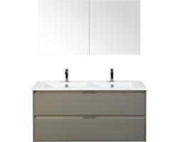 Badmöbel-Set Sanox Porto Keramik 170x121x51 cm Doppel-Keramikwaschbecken 2 Schubladen cubanit grey mit Spiegelschrank