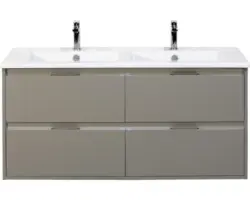 Waschbeckenunterschrank Sanox Porto Keramik 57x121x51 cm mit Doppel-Keramikwaschbecken 4 Schubladen cubanit grey