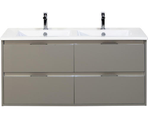 Waschbeckenunterschrank Sanox Porto Keramik 57x121x51 cm mit Doppel-Keramikwaschbecken 4 Schubladen cubanit grey