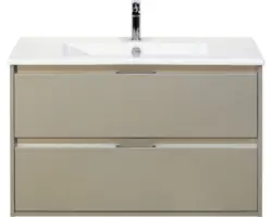 Waschbeckenunterschrank Sanox Porto Keramik 57x91x51 cm mit Keramikwaschbecken kieselgrau