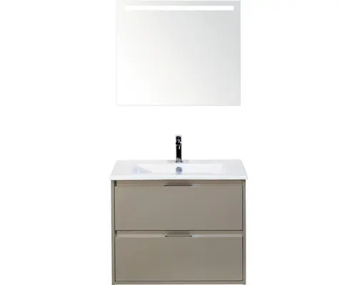 Badmöbel-Set Sanox Porto Keramik 170x71x51 cm Keramikwaschbecken cubanit grey mit LED-Beleuchtung