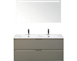 Badmöbel-Set Sanox Porto Keramik 170x121x51 cm Doppel-Keramikwaschbecken 2 Schubladen cubanit grey mit LED-Beleuchtung