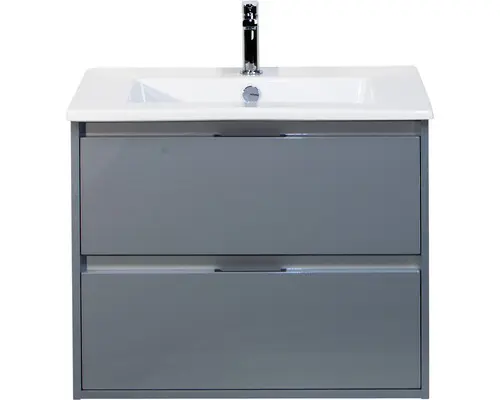 Waschbeckenunterschrank Sanox Porto Keramik 57x71x51 cm mit Keramikwaschbecken eisgrün