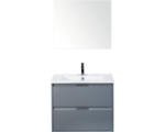 Hornbach Badmöbel-Set Sanox Porto Keramik 170x71x51 cm Keramikwaschbecken eisgrün mit Spiegel