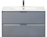 Hornbach Waschbeckenunterschrank Sanox Porto Keramik 57x91x51 cm mit Keramikwaschbecken eisgrün