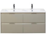 Hornbach Waschbeckenunterschrank Sanox Porto Keramik 57x121x51 cm mit Doppel-Keramikwaschbecken 4 Schubladen kieselgrau