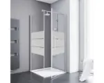 Hornbach Drehtür mit Seitenwand Schulte ExpressPlus Alexa Style 2.0 800x800x1920 mm Dekorglas Depoli Light aluminium mit schmutzabweisender Glasbeschichtung mit Stangengriff