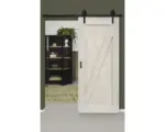 Hornbach Schiebetür-Komplettset Barn Door Vintage weiß grundiert ZBrace Speichen 95x215 cm inkl. Türblatt,Schiebetürbeschlag,Abstandshalter 40 mm und Griff-Set