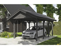 Einzelcarport SKAN HOLZ Wallgau inkl. Dachlattung und H-Pfostenanker 380 x 600 cm grau