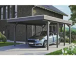 Hornbach Einzelcarport SKAN HOLZ Friesland inkl. EPDM-Dachfolie und H-Pfostenanker 397 x 555 cm grau