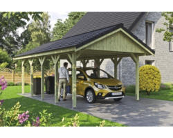 Einzelcarport SKAN HOLZ Wallgau inkl. Dachlattung und H-Pfostenanker 430 x 750 cm imprägniert