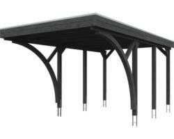 Einzelcarport SKAN HOLZ Friesland Set 6 inkl. Aluminium-Dachplatten und H-Pfostenanker 314 x 555 cm grau