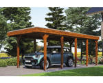 Hornbach Einzelcarport SKAN HOLZ Friesland inkl. Aluminium-Dachplatten und H-Pfostenanker 314 x 708 cm nussbaum