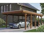 Hornbach Einzelcarport SKAN HOLZ Friesland inkl. Aluminium-Dachplatten und H-Pfostenanker 397 x 708 cm nussbaum
