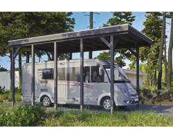 Einzelcarport SKAN HOLZ Friesland Caravan inkl. Aluminium-Dachplatten und H-Pfostenanker 397 x 708 cm grau