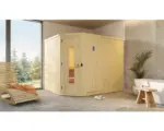 Hornbach Elementsauna Weka Varberg Eck HT inkl. 7,5 kW Bio Ofen u.digitaler Steuerung ohne Fenster mit Holztüre mit Isolierglas wärmegedämmt