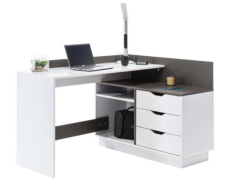 Bureau d'angle THALES 105.5x129x83.5cm blanc