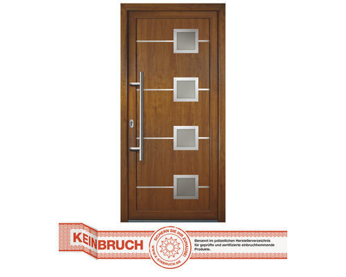 Haustür Signum Modell 1 RC2 Kunststoff weiß/goldenoak 950 x 2030 mm DIN Links