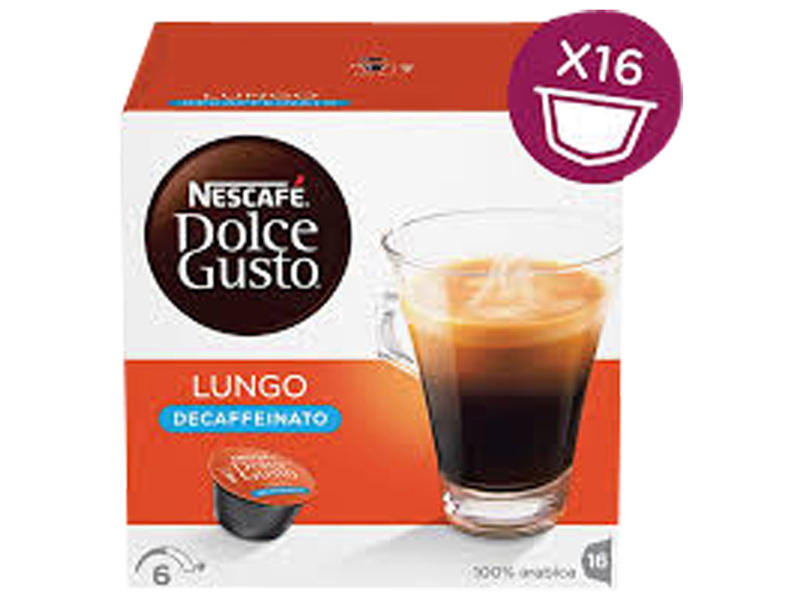 Kaffeekapseln ROBUSTA / Arabica NESTLE DOLCE GUSTO Lungo Decaffeinato