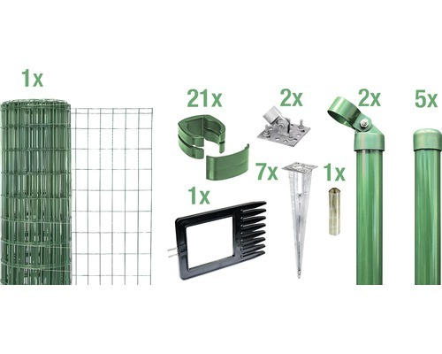 Zaunkomplett-Set ALBERTS Fix-Clip Pro-Set mit Bodenhülsen 10 x 1,02 m grün