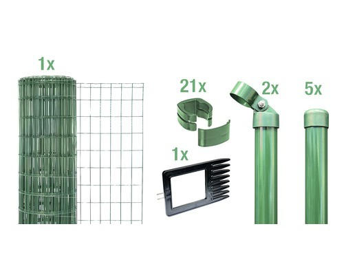 Zaunsystem ALBERTS Fix-Clip Pro-Set zum Einbetonieren 10 m x 81 cm grün