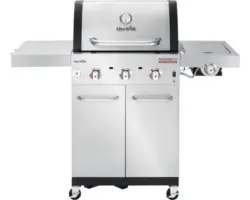 Char-Broil Gasgrill Professional PRO S 3 3-Brenner Edelstahl inkl. Ablage, Deckelthermometer, Fettauffangschale, Seitenablage, Warmhalterost, Grillrost Gusseisen