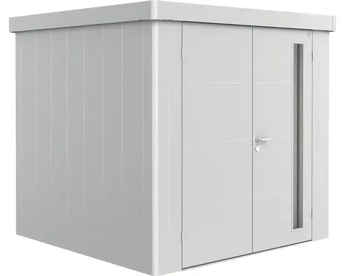Gerätehaus biohort Neo 2B Doppeltür 236 x 236 cm silber-metallic
