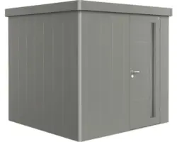 Gartenhaus Biohort Neo inkl. Dachrinne Regale Set 222 x 222 cm