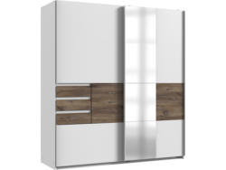 Armoire portes coulissantes BAMBERG chêne argile 2 portes 3 tiroirs