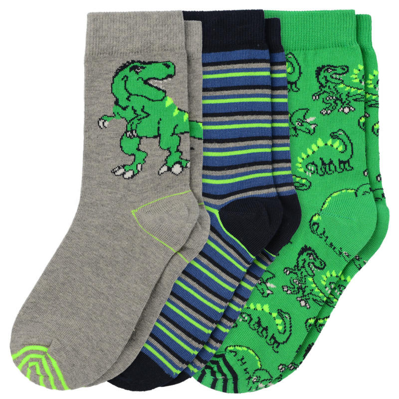 3 Paar Jungen Socken mit Dino-Motiven