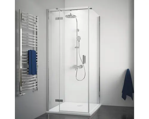 Duschseitenwand für Drehtür Breuer Express Q72 Panorama 900x2000 mm Echtglas Klar hell chromoptik mit schmutzabweisender Glasbeschichtung