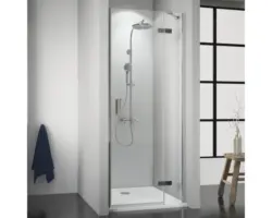 Drehtür für Nische Breuer Express Q72 Panorama 900x2000 mm Anschlag rechts Echtglas Klar hell chromoptik mit schmutzabweisender Glasbeschichtung