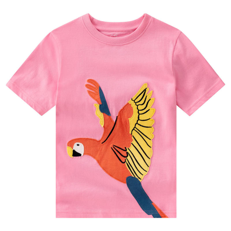 Mädchen T-Shirt mit Papagei-Applikation