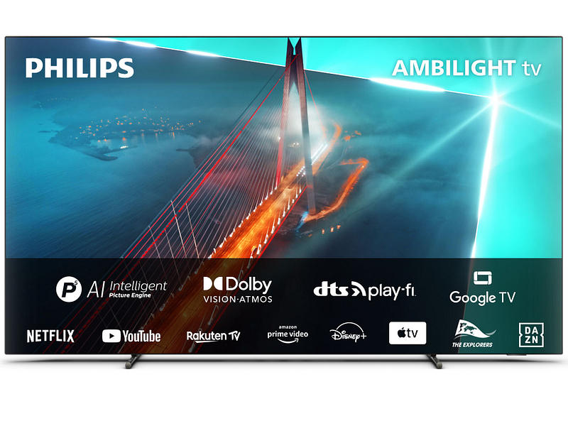 Ambilight TV OLED-Fernseher PHILIPS 55''/139 cm 55OLED708/12, 4K UHD