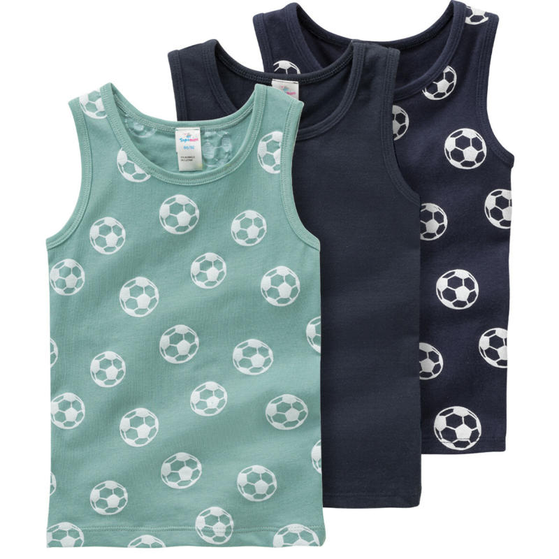 3 Baby Unterhemden mit Fußball-Print