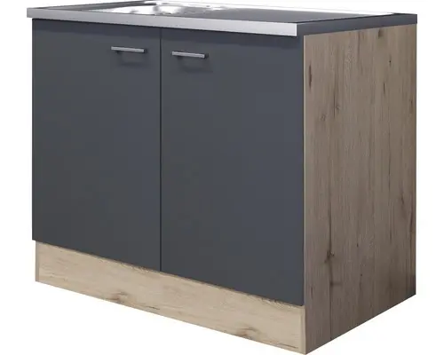 Komplettspüle Flex Well Tiago basaltgrau 100x60 cm