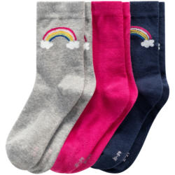3 Paar Mädchen Socken mit Regenbogen-Motiven