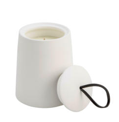 Kerze im Topf Giorgia in Weiß aus Keramik