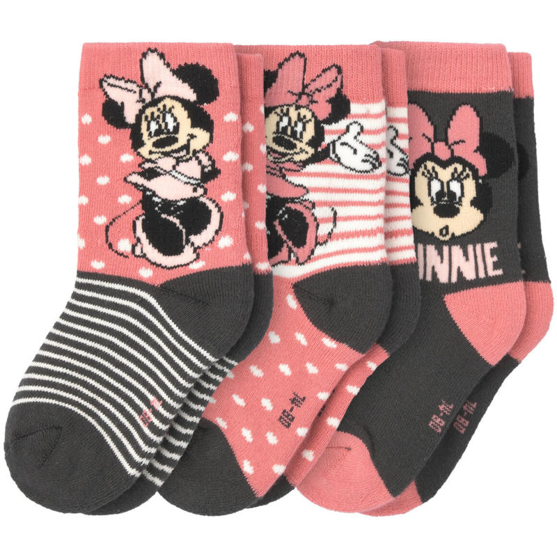 3 Paar Minnie Maus Socken, frotteeweich