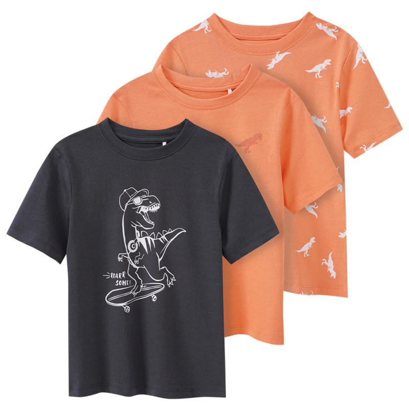 3 Jungen T-Shirts mit Dino-Motiven