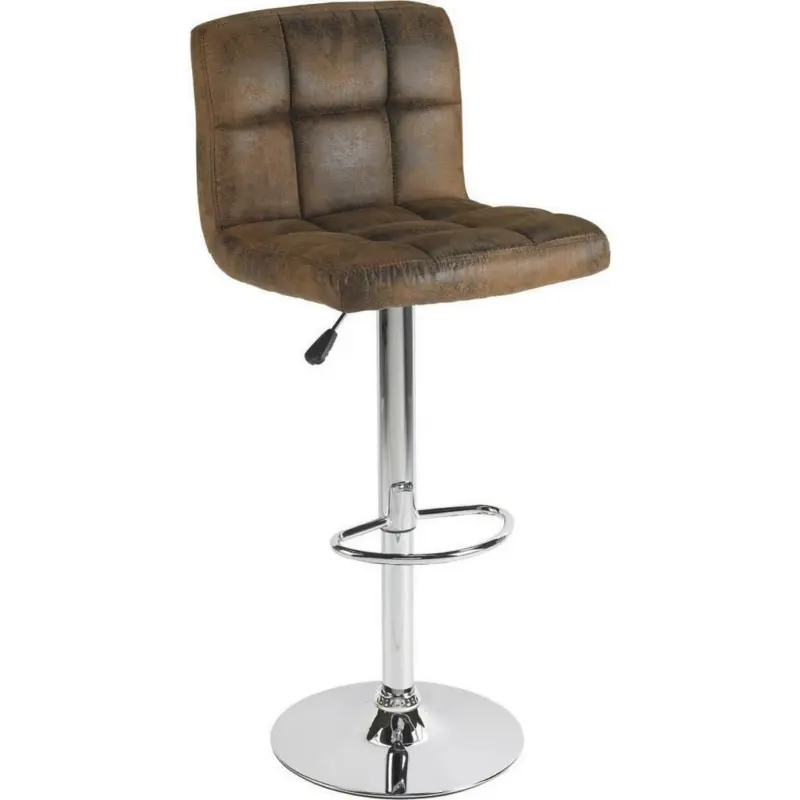 Barhocker in Metall, Textil Braun, Chromfarben