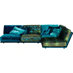 Ecksofa in Jacquard, Velours Multicolor