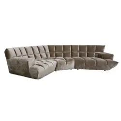 Ecksofa in Velours Hellbraun