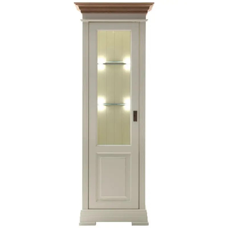 Vitrine in vollmassiv Kiefer, Wildeiche Braun, Champagner