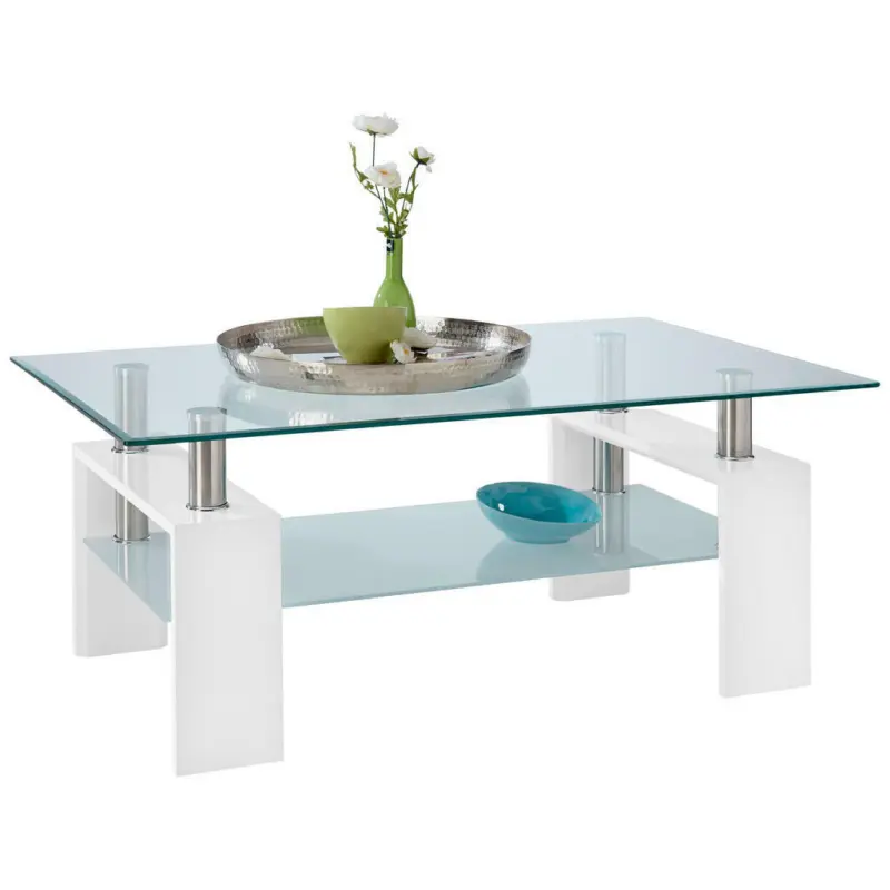 Couchtisch in Metall, Glas, Holzwerkstoff 100/60/45 cm