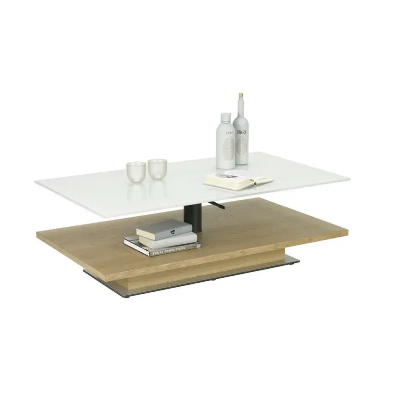 Couchtisch in Metall, Glas, Holzwerkstoff 120/70/40-55 cm