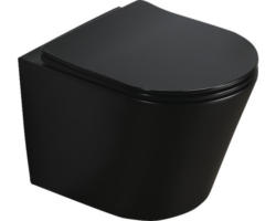 Wandtiefspülklosett-Set Vereg Nakia spülrandlos schwarz matt mit WC-Sitz